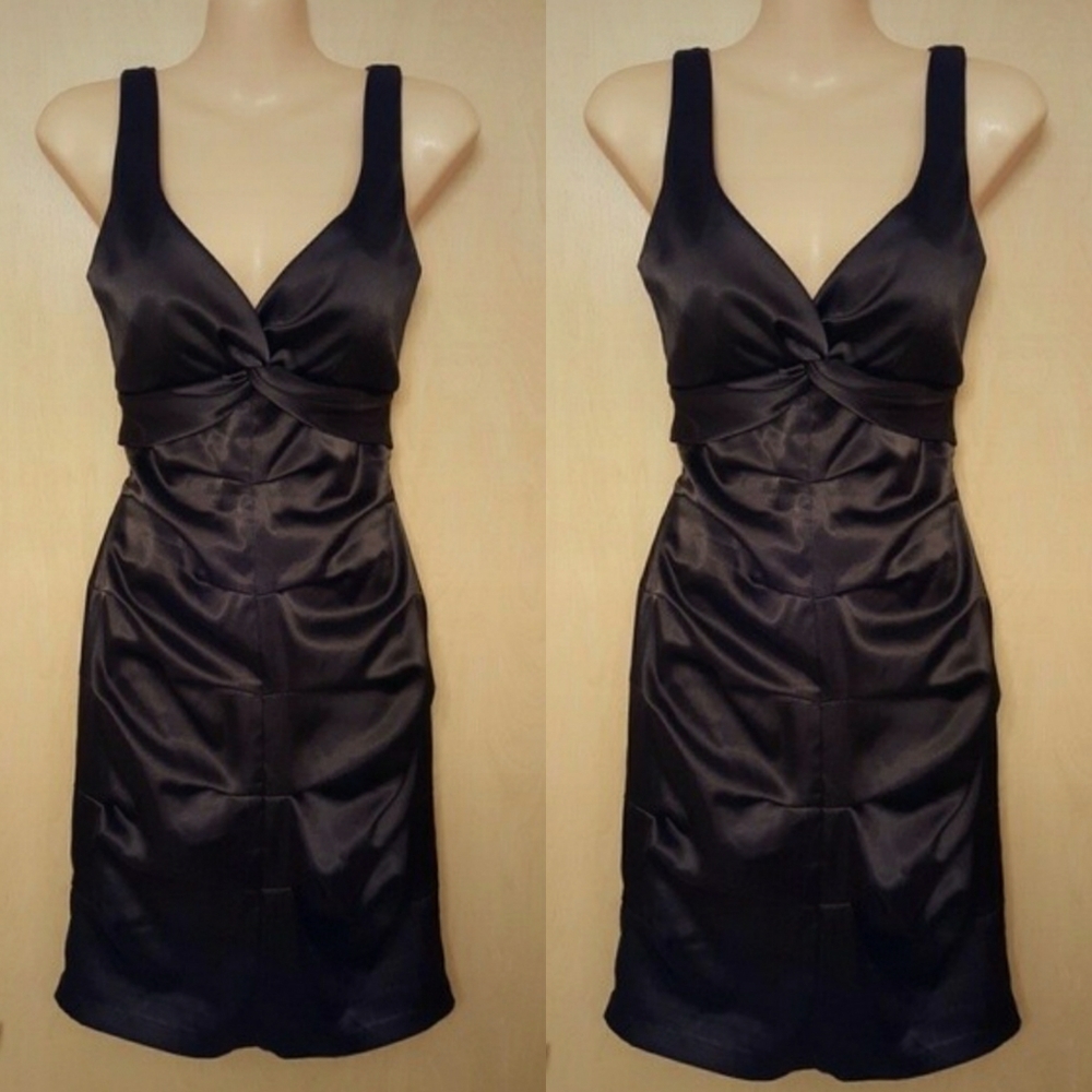 Vneck Ruched Black Formal Dress